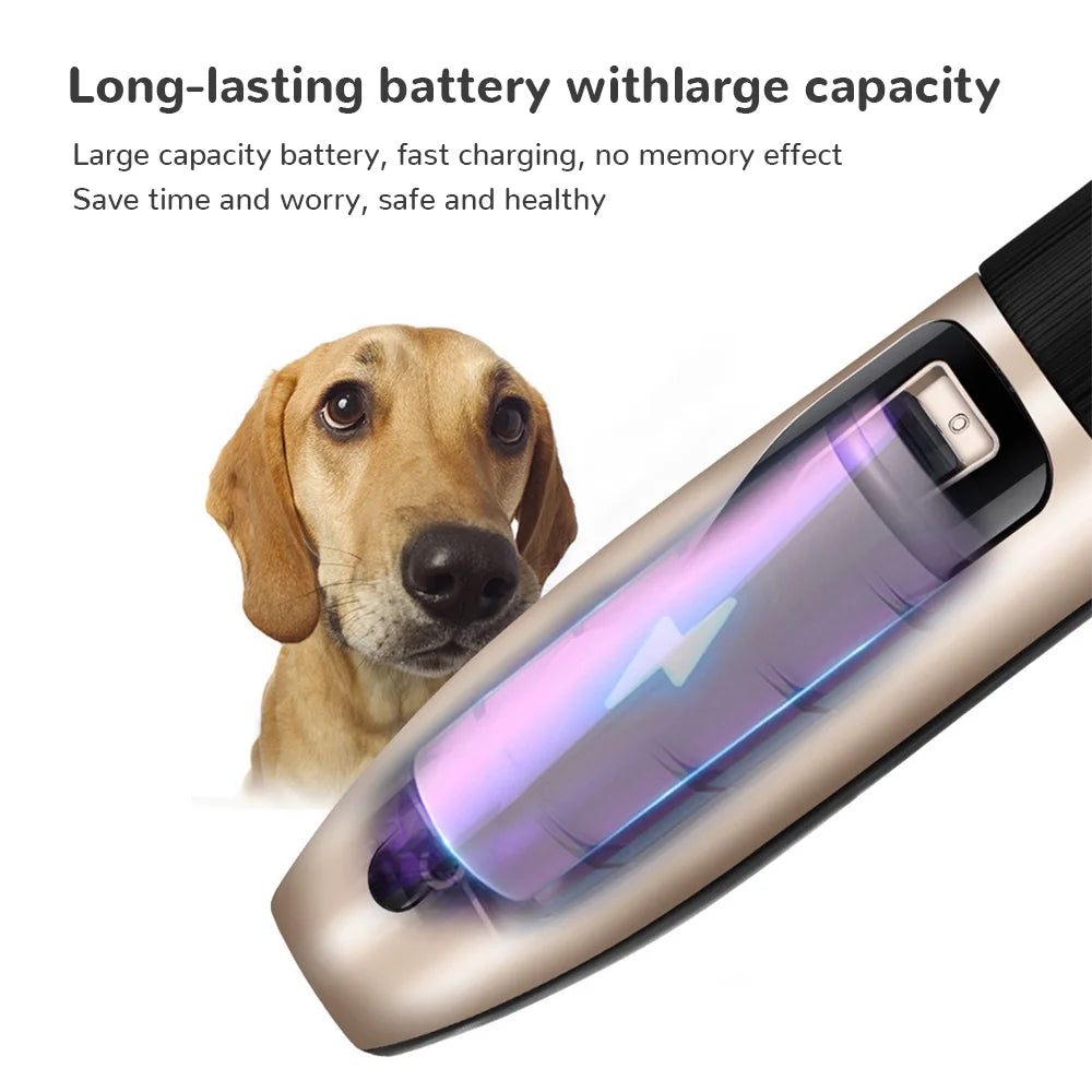 Low Noise Professional Pet Grooming Kit, Rechargeable Pet Hair Clipper for Dogs Cats with Thick Coats