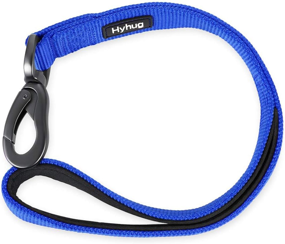 Durable and Comfy 18'' Nylon Short Leash with Super Soft Neoprene Lined Handle for Large Medium Boy and Girl Dogs - Daily Use Walking and Professional Training. (Bright Blue)
