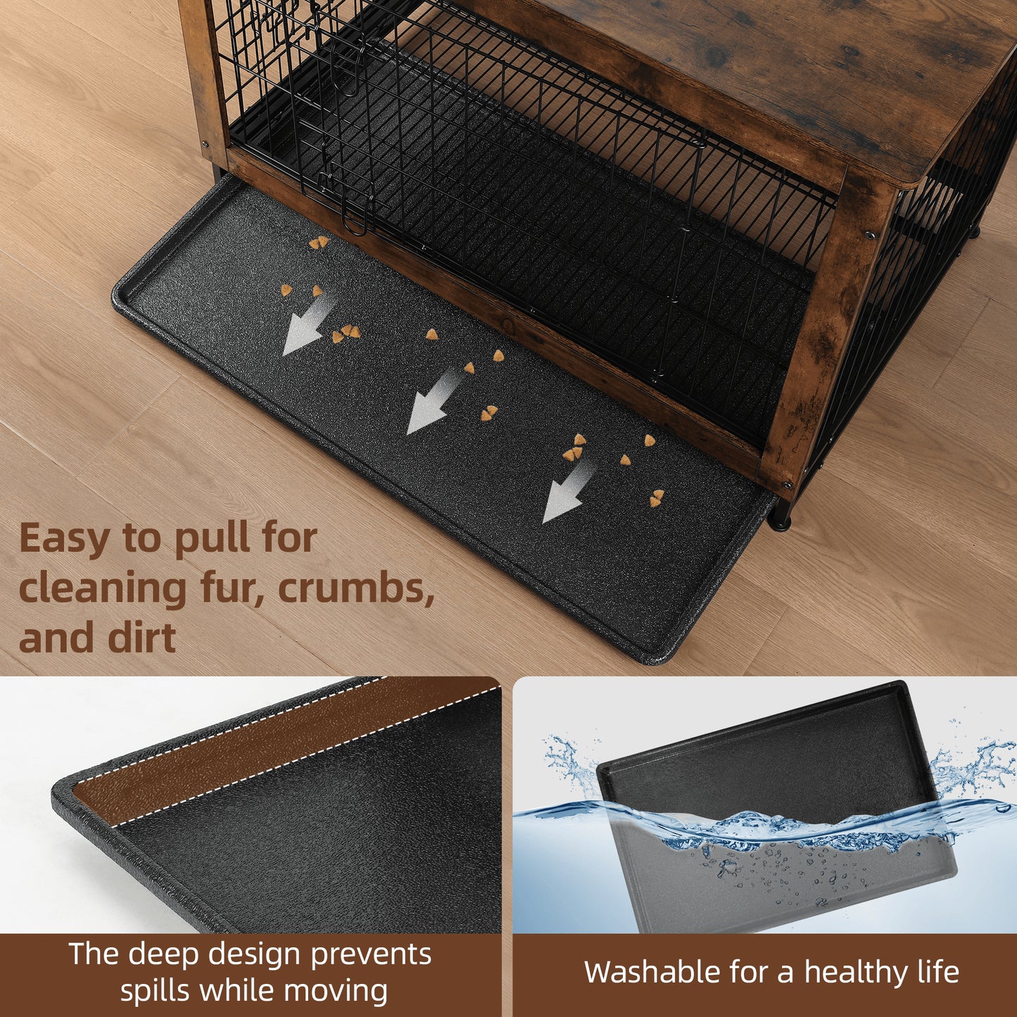 Dog Crate Furniture up to 70 Lbs for Large Dogs, Side End Table, Dog Kennel for Indoor
