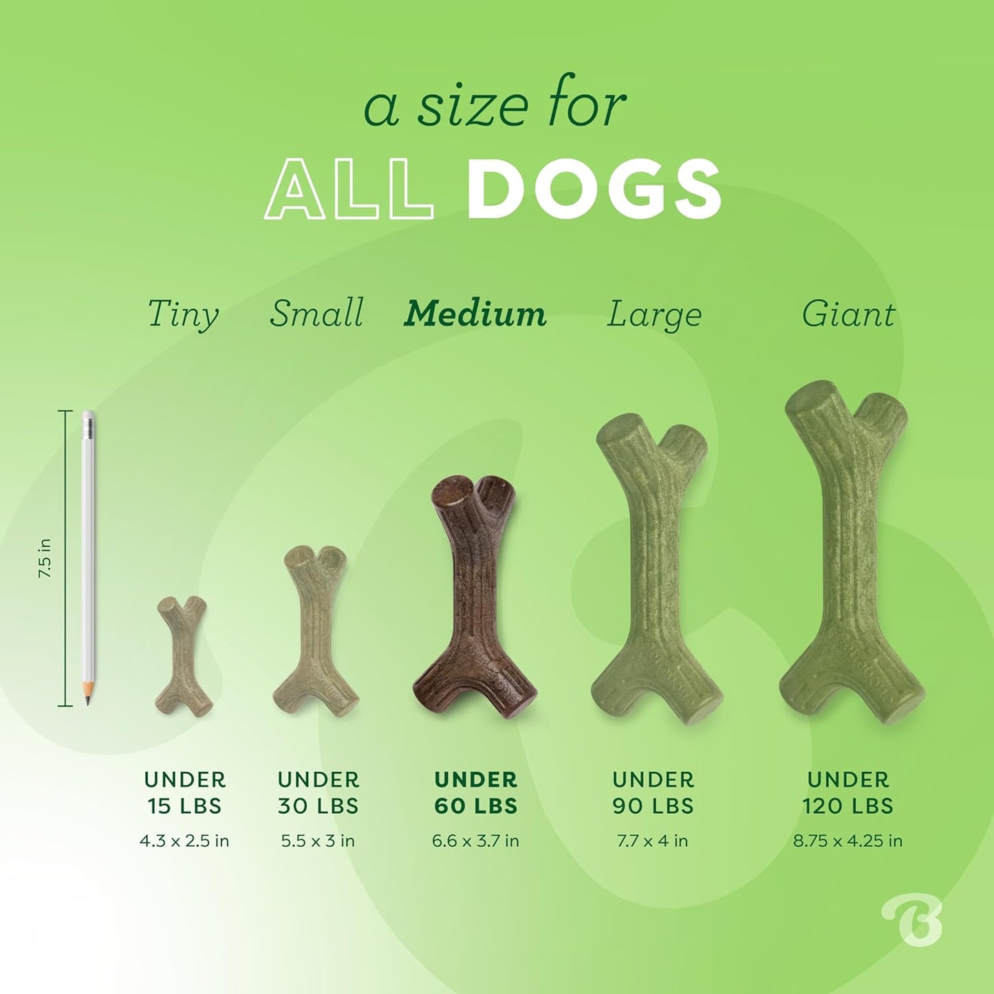 Maplestick Durable Dog Chew Toy for Aggressive Chewers, Real Maplewood, Made in USA, Medium