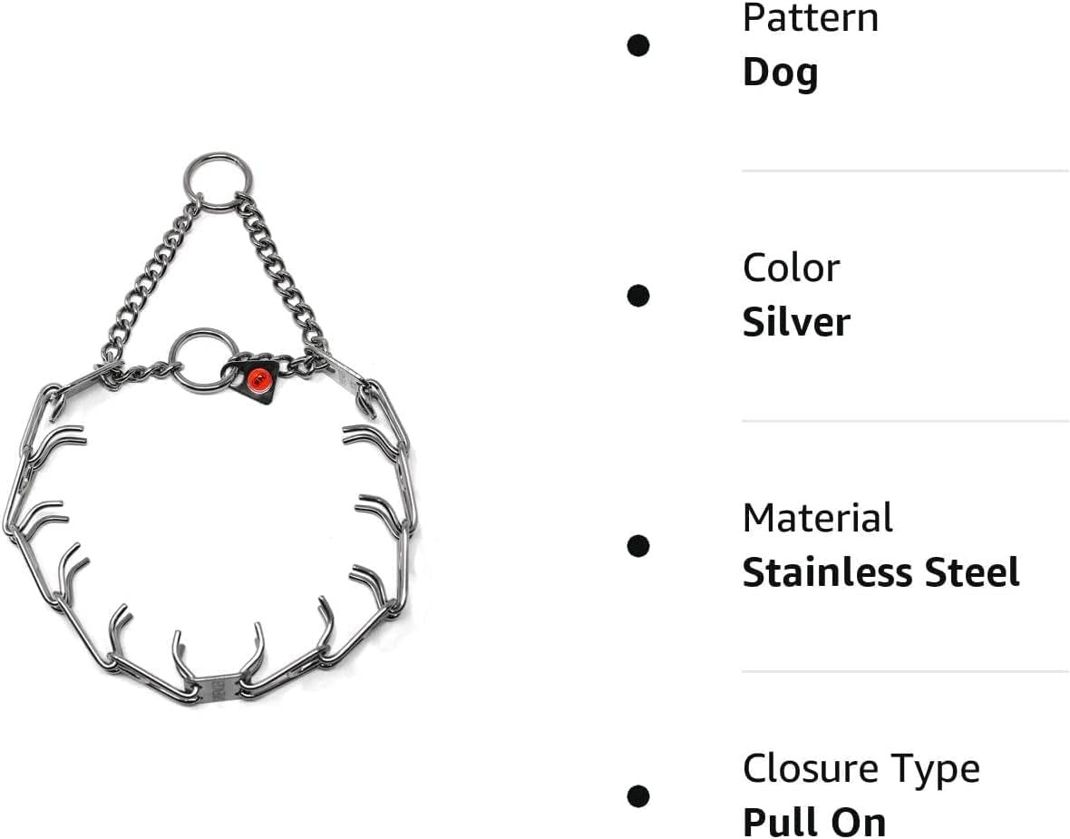 Stainless Steel Prong Dog Training Collar Ultra-Plus Pet Pinch Collar No-Pull Collar for Dogs anti Pull Training Collar Made in Germany 2.25Mm X 16In Small