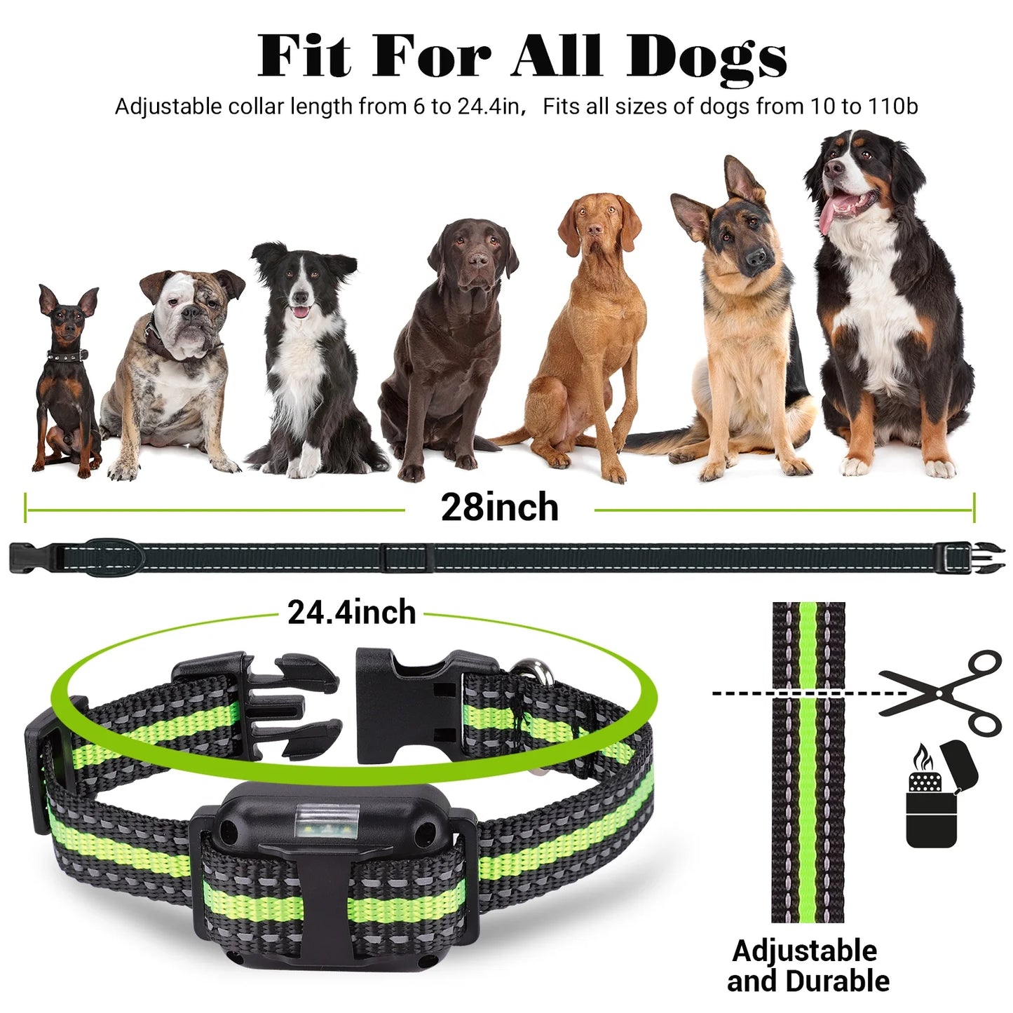 Dog Training Collars, Dog Shock Collar with Remote 880Yards, Beep Vibration Shock Modes , Waterproof, LED Light, Perfect for Training Small Medium Large Dogs