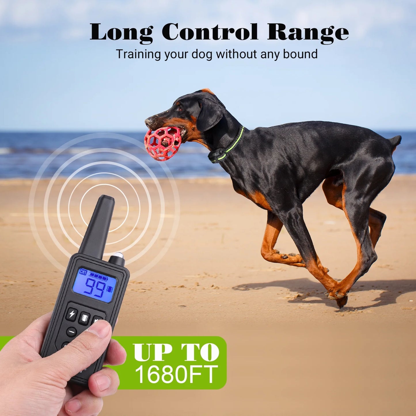 Dog Training Collars, Dog Shock Collar with Remote 880Yards, Beep Vibration Shock Modes , Waterproof, LED Light, Perfect for Training Small Medium Large Dogs