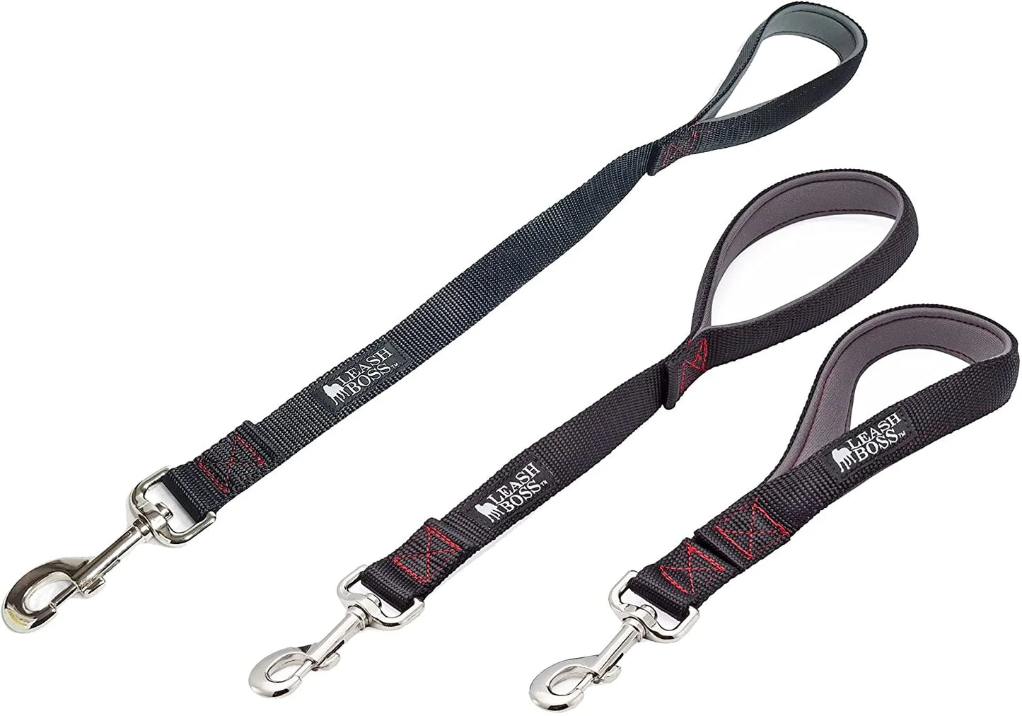 Short Dog Leash with Padded Handle - 24 Inch Leads for Large Dogs - 1 Inch Nylon | Black