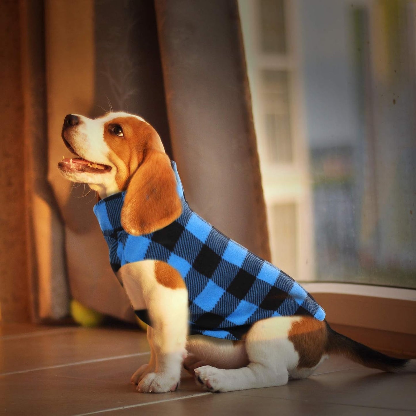 Dog Plaid Shirt, Dog Sweater Plaid Reversible Dog Vest Dog Clothes Pet Apparel for Small Medium Large Dogs, Blue, XXS