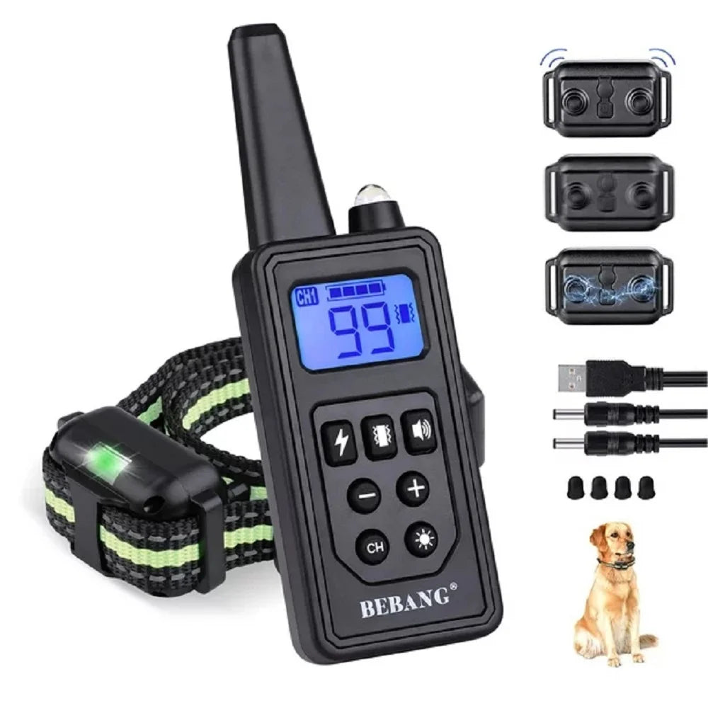 Dog Training Collars, Dog Shock Collar with Remote 880Yards, Beep Vibration Shock Modes , Waterproof, LED Light, Perfect for Training Small Medium Large Dogs