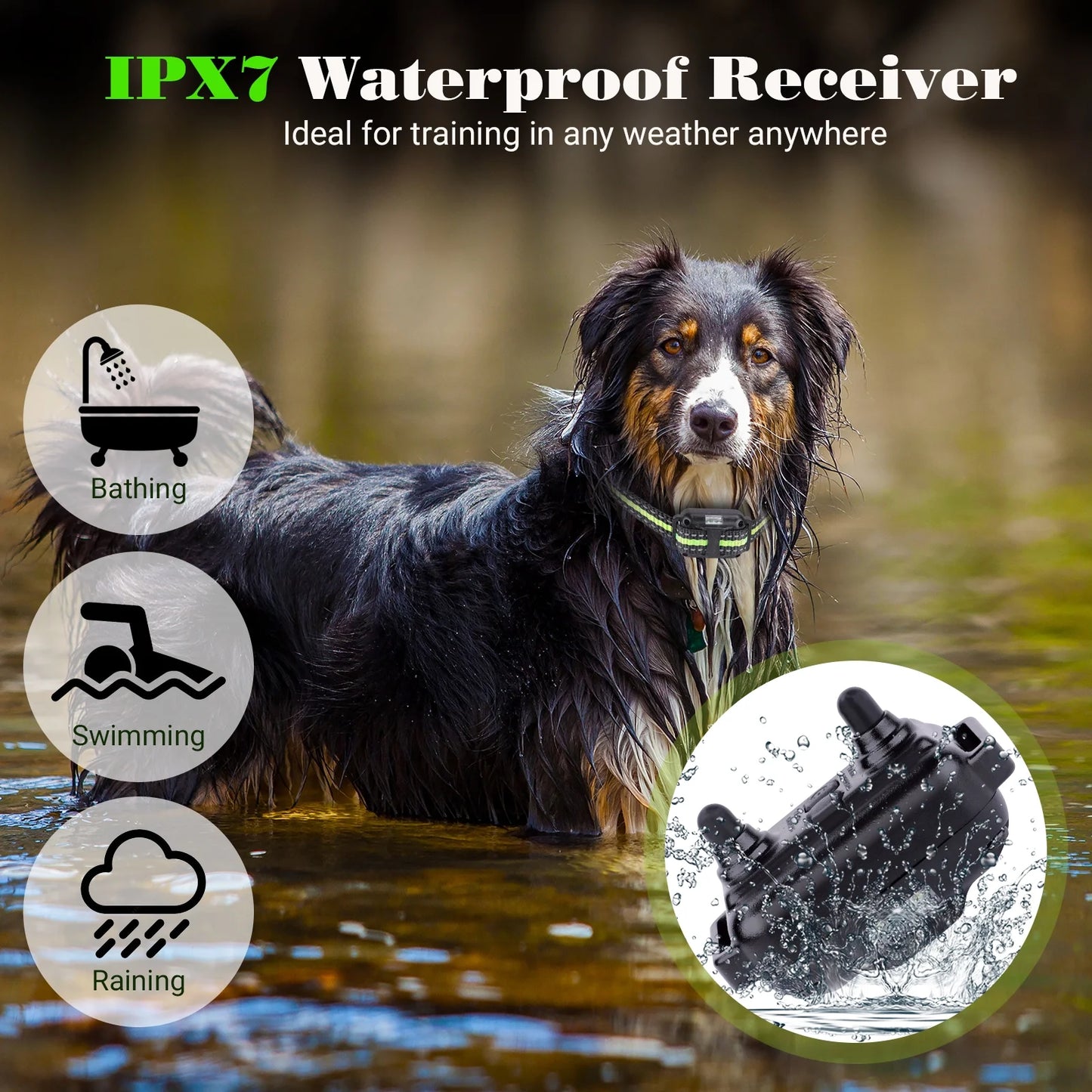 Dog Training Collars, Dog Shock Collar with Remote 880Yards, Beep Vibration Shock Modes , Waterproof, LED Light, Perfect for Training Small Medium Large Dogs