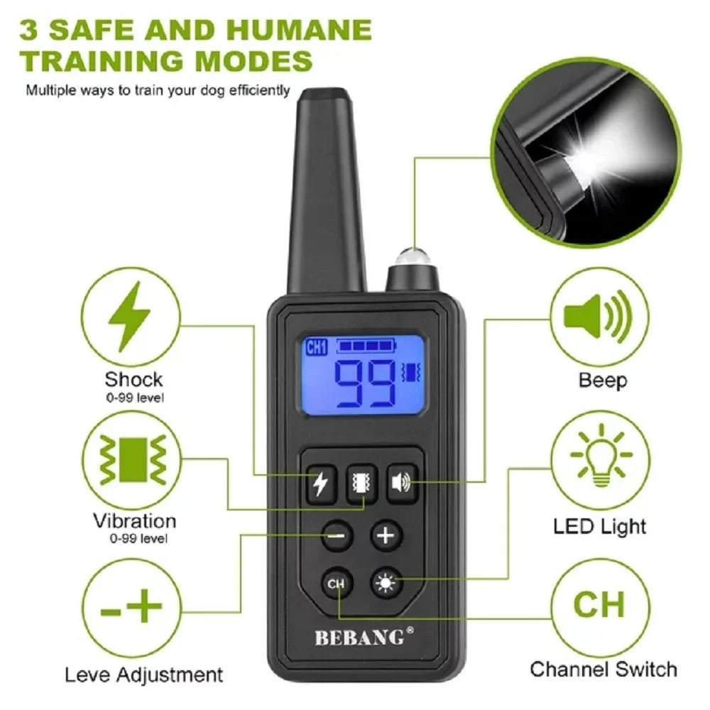 Dog Training Collars, Dog Shock Collar with Remote 880Yards, Beep Vibration Shock Modes , Waterproof, LED Light, Perfect for Training Small Medium Large Dogs
