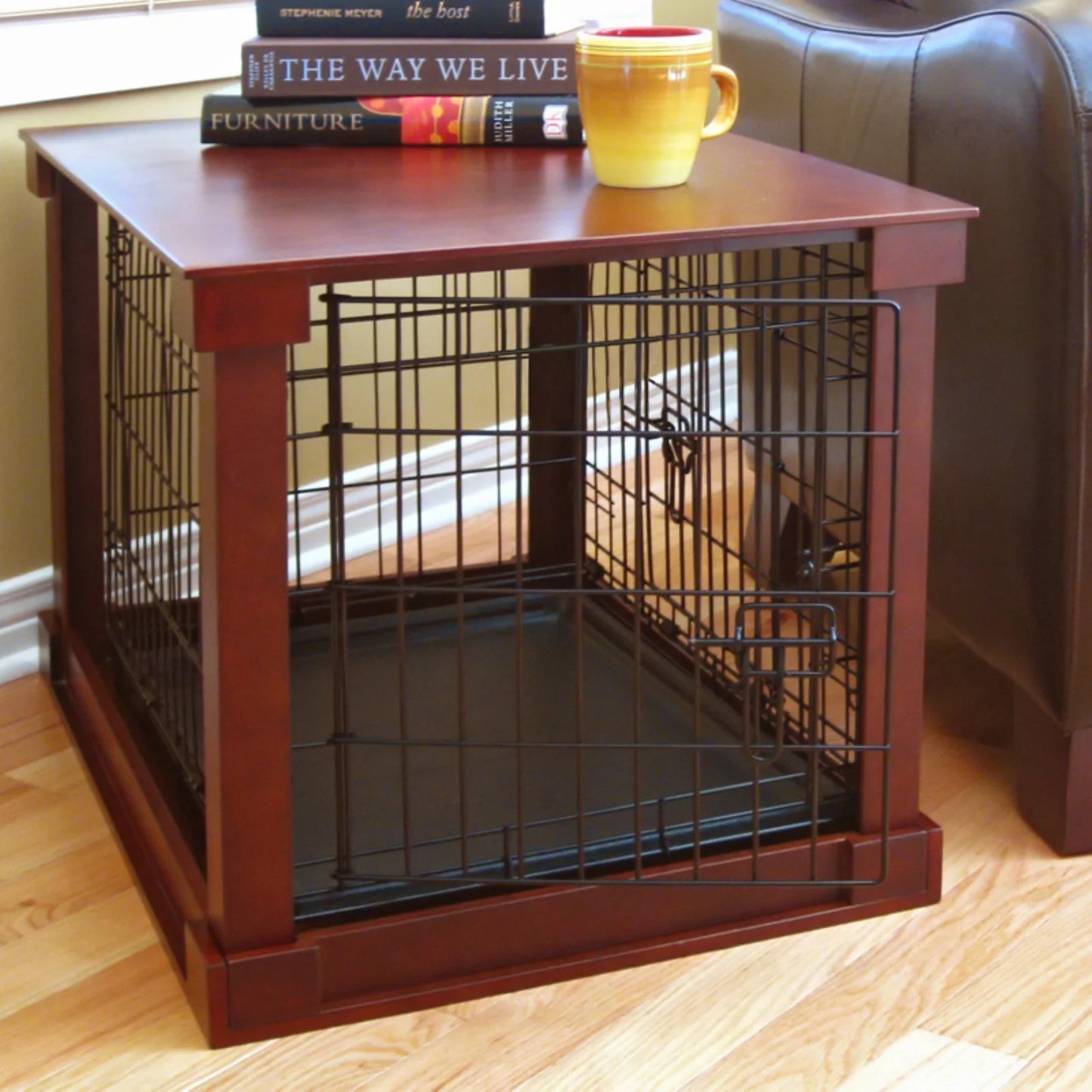 End Table Dog Crate, Mahogany, Small, 24L X 18W X 19H In.