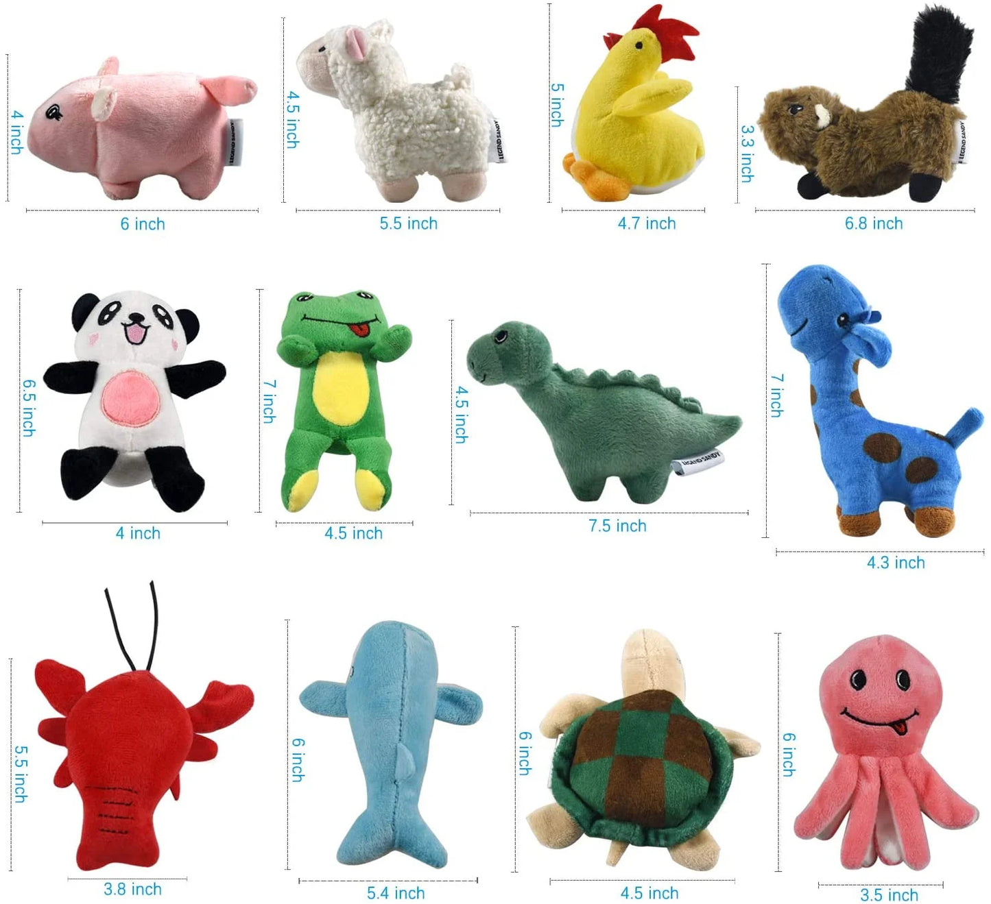 " Squeaky Plush Dog Toy Pack for Puppy, Small Stuffed Puppy Chew Toys 12 Dog Toys Bulk with Squeakers, Cute Soft Pet Toy for Small Medium Size Dogs"