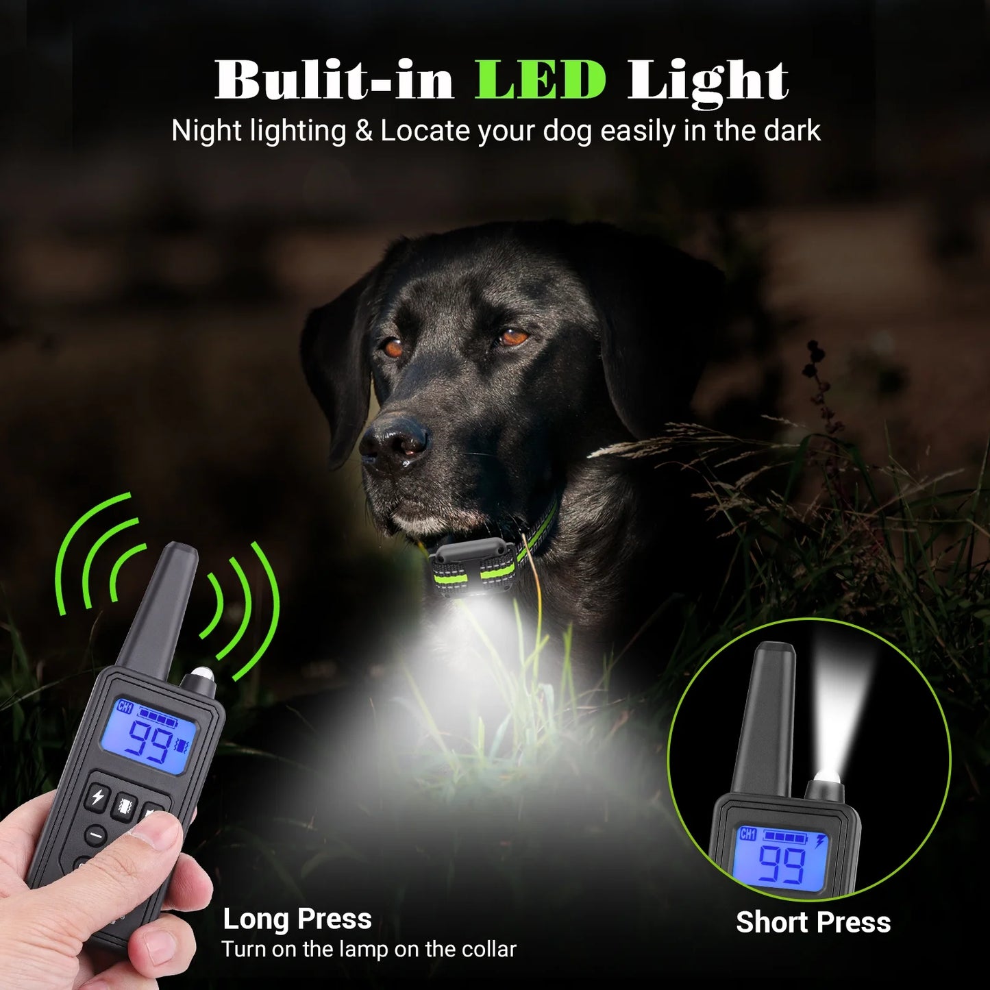 Dog Training Collars, Dog Shock Collar with Remote 880Yards, Beep Vibration Shock Modes , Waterproof, LED Light, Perfect for Training Small Medium Large Dogs