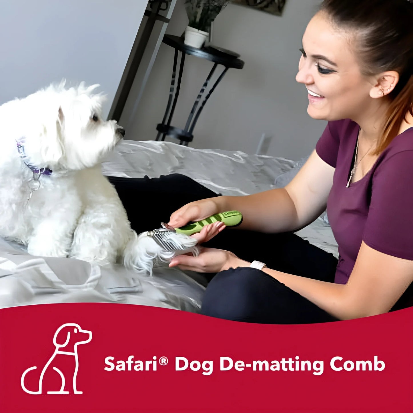 Safari De-Matting Stainless Steel Comb for Dogs
