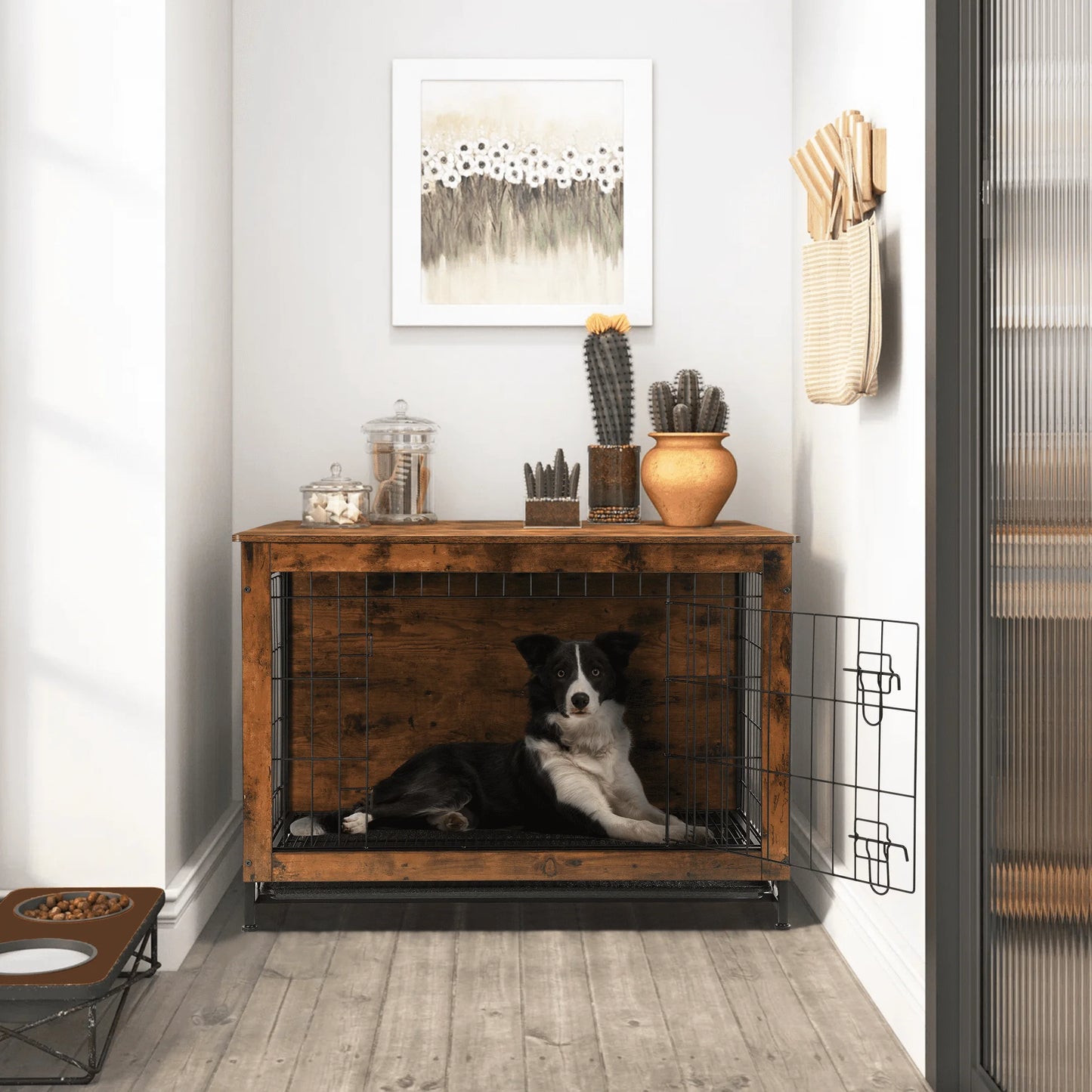 Dog Crate Furniture up to 70 Lbs for Large Dogs, Side End Table, Dog Kennel for Indoor