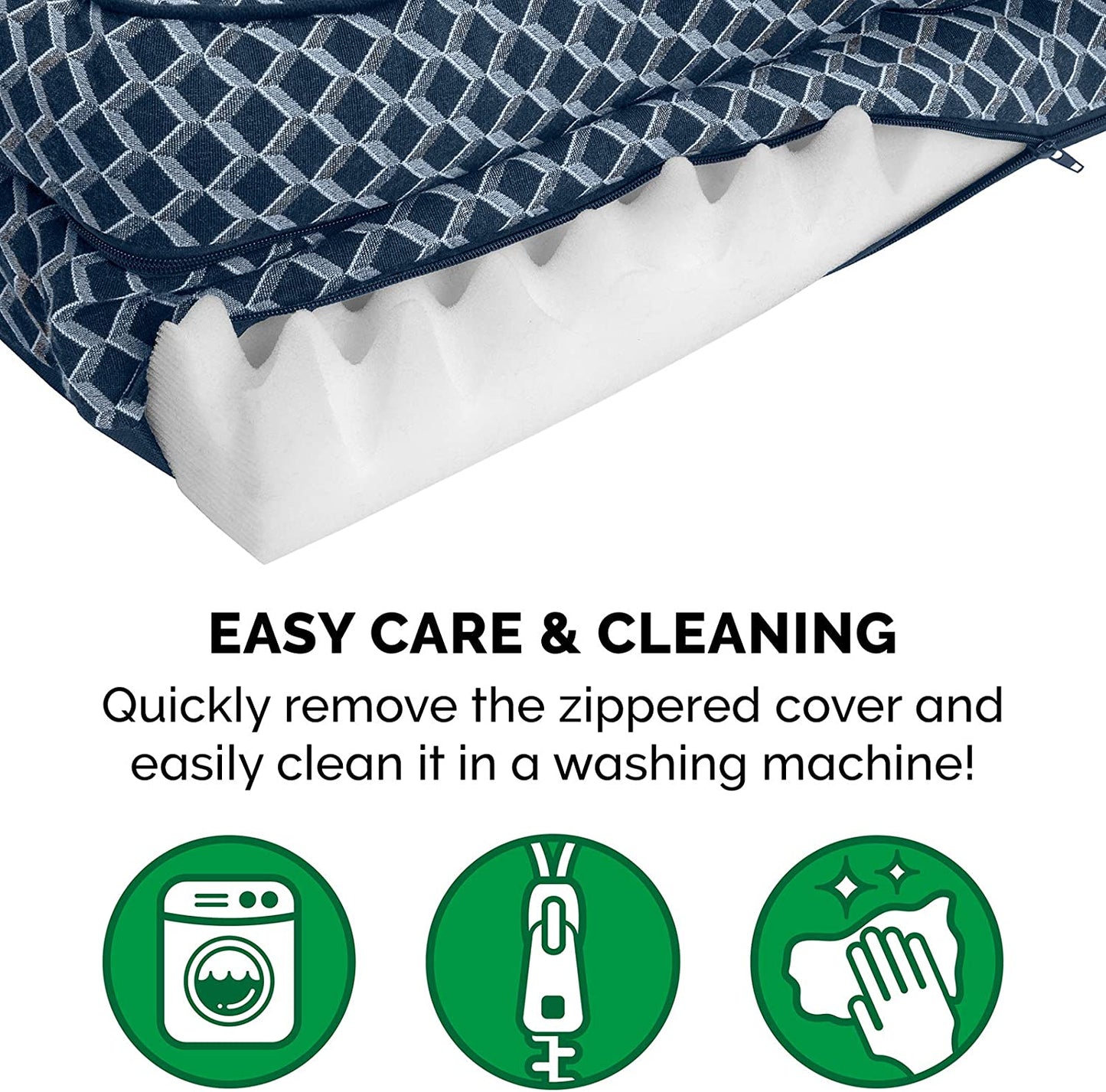Orthopedic Dog Bed for Medium/Small Dogs W/ Removable Bolsters & Washable Cover, for Dogs up to 35 Lbs - Plush & Woven Decor Comfy Couch Sofa - Diamond Blue, Medium
