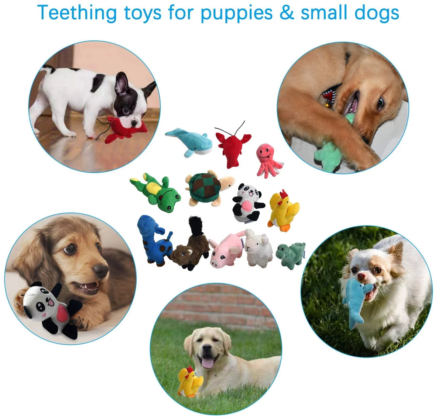 " Squeaky Plush Dog Toy Pack for Puppy, Small Stuffed Puppy Chew Toys 12 Dog Toys Bulk with Squeakers, Cute Soft Pet Toy for Small Medium Size Dogs"