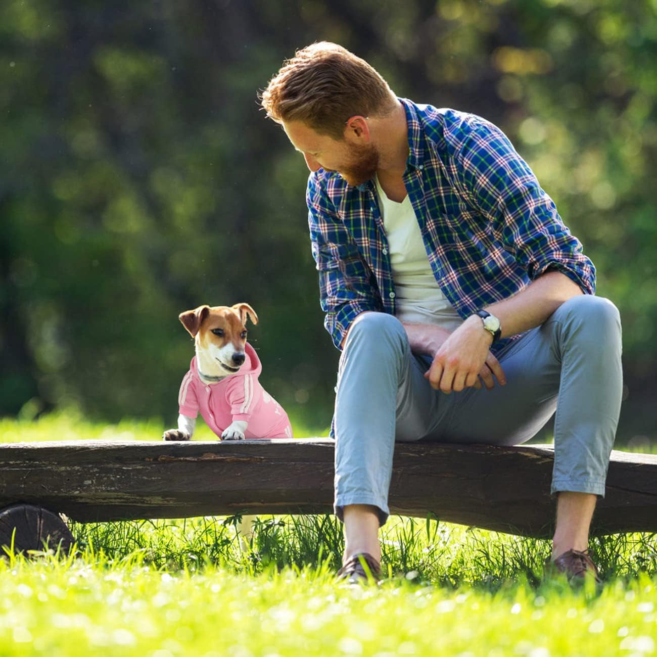 Dog Hoodie, Dog Clothes 4 Legs Sweatshirt Security Hoodies Jumpsuit Soft & Warm Sweater Outfit Pullover Dog Winter Coat, Dog Hoodies for Small Medium Large Dogs Cats Apparel(Pink,S)