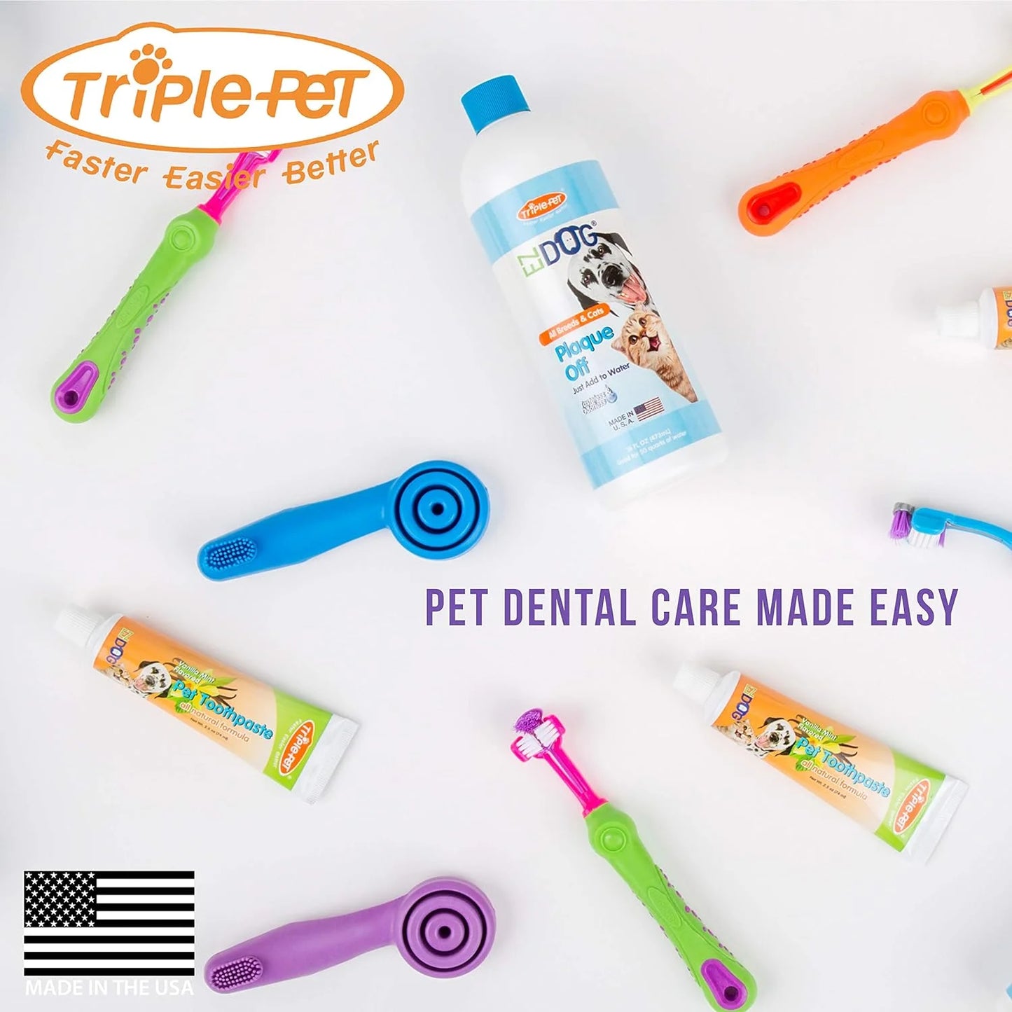 EZ Dog Three Sided Dog Toothbrush Dental Care, Large Breeds