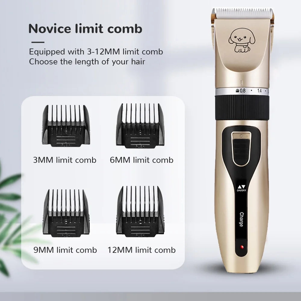Low Noise Professional Pet Grooming Kit, Rechargeable Pet Hair Clipper for Dogs Cats with Thick Coats
