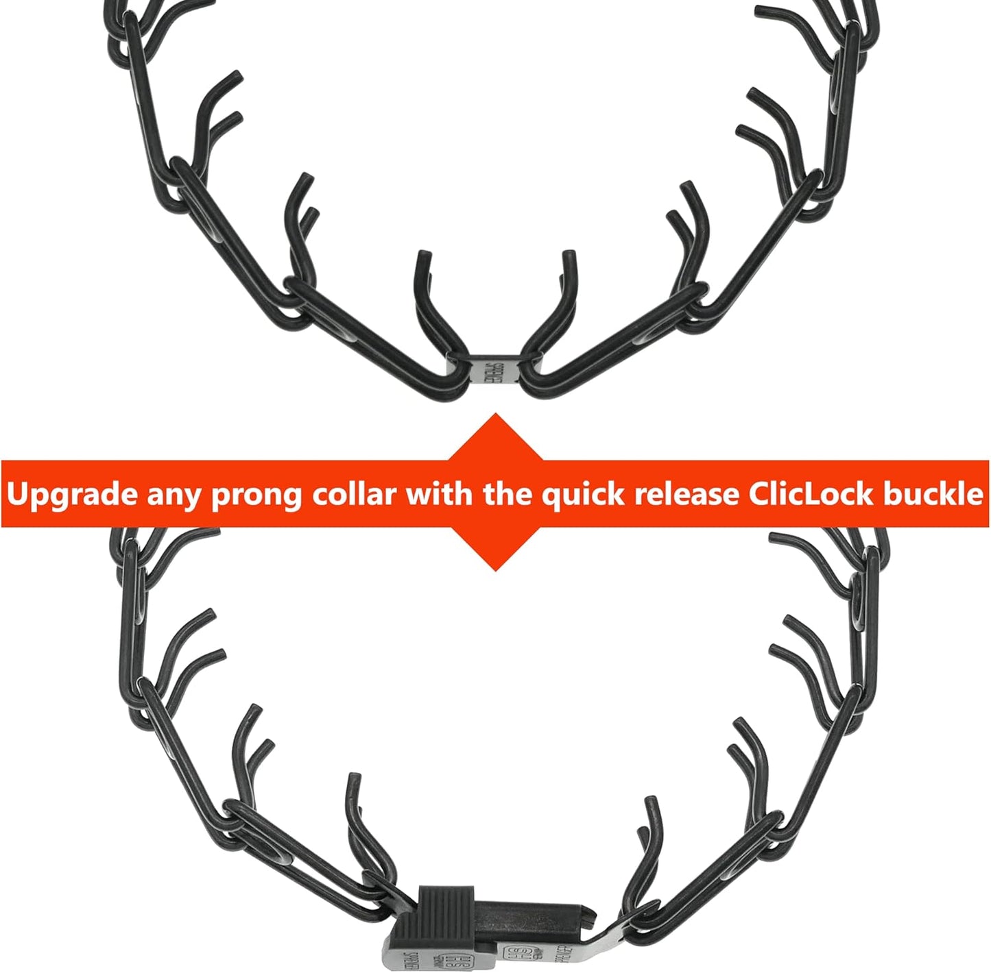 Black Stainless Steel Cliclock Buckle Quick Release Fastener for Dog Training Prong Collar for Small Medium Large Dogs Made in Germany (2.25Mm)
