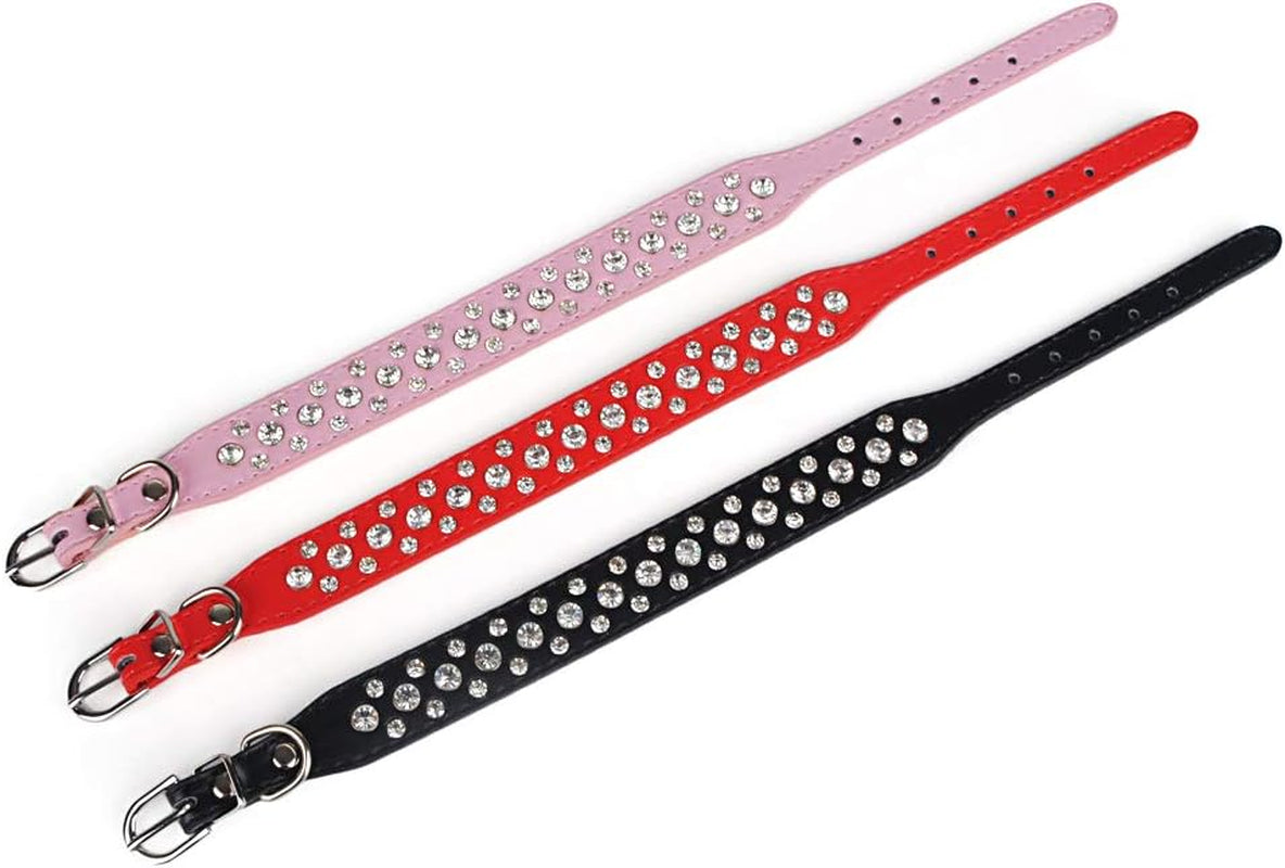 Bling Rhinestone PU Leather Crystal Diamond Pet Dog Cat Puppy Collar Black S M L Xl(Pink,S)