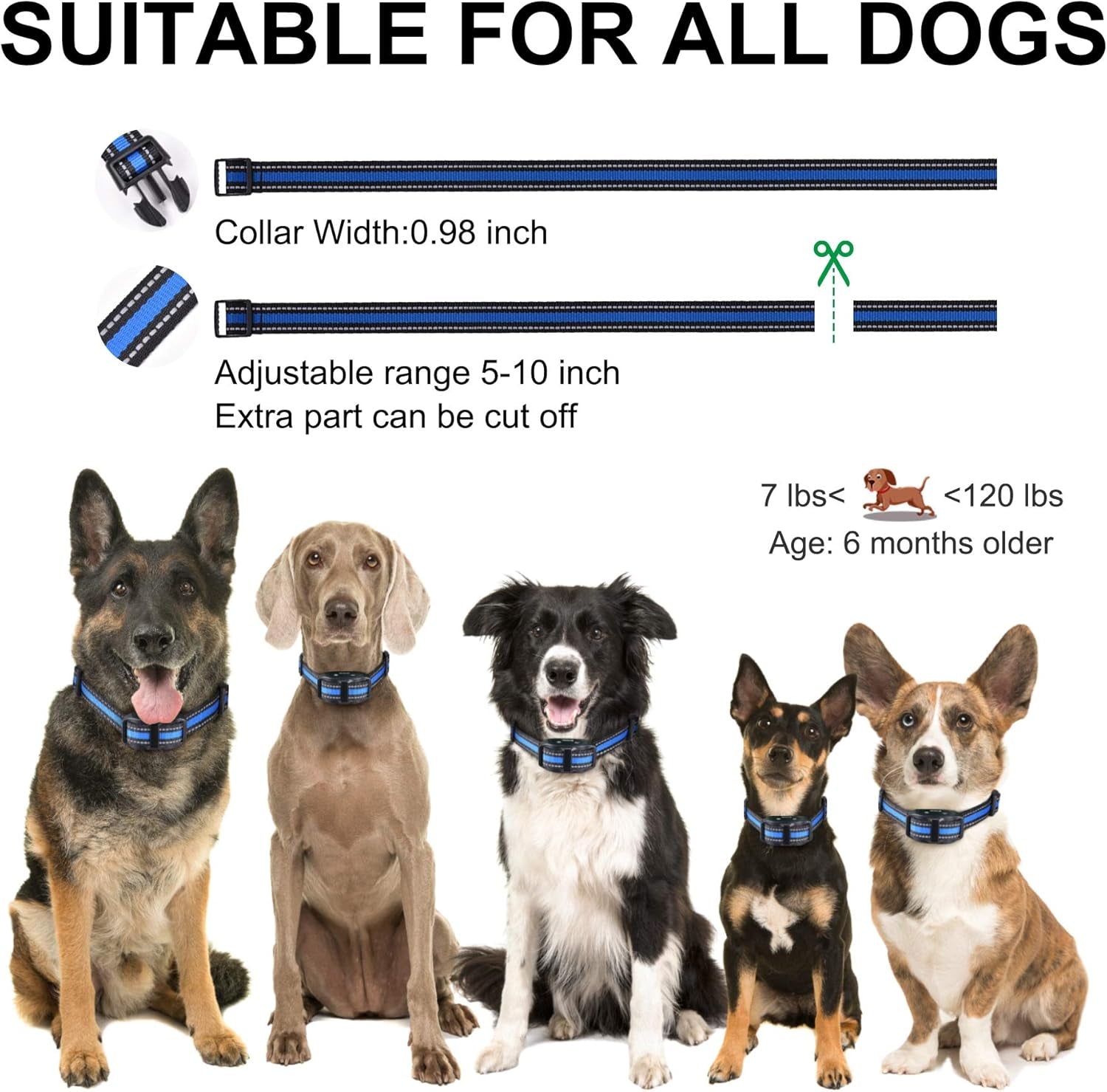 Bark Collar  Dog Bark Collar Rechargeable Shock anti Bark Collar with Beep Vibration Dog Shock Collar for Small Medium Large Dogs, Humane Dog Training Device with 5 Adjustable Sensitivity Levels
