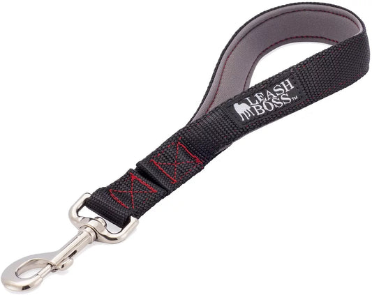 Short Dog Leash with Padded Handle - 12 Inch Leads for Large Dogs - 1 Inch Nylon | Black