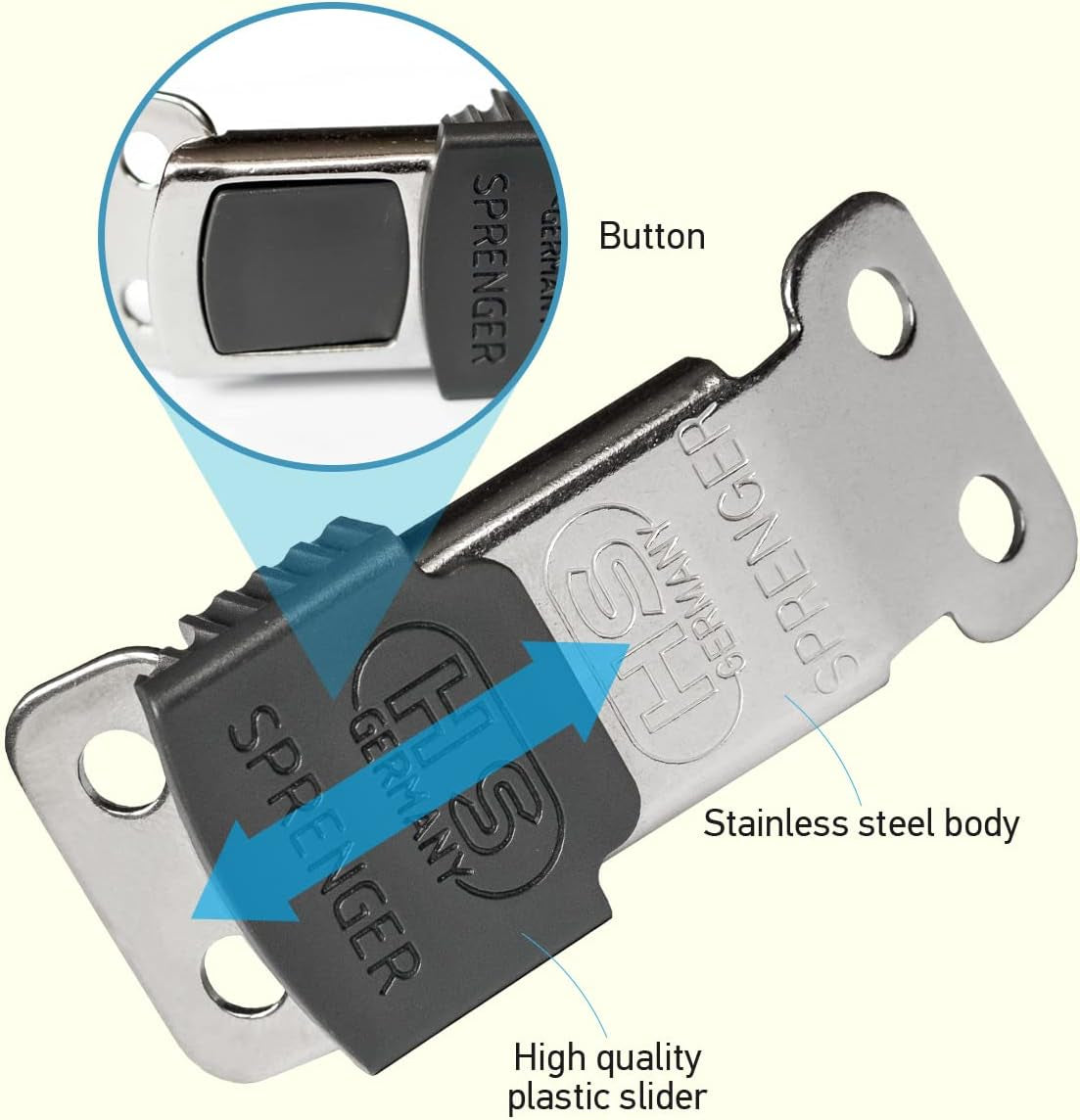 Cliclock Fastener Stainless Steel Buckle for Prong Dog Training Collar & Quick Release with Easy Buckle for Medium Large Dogs (3.0/3.2Mm)