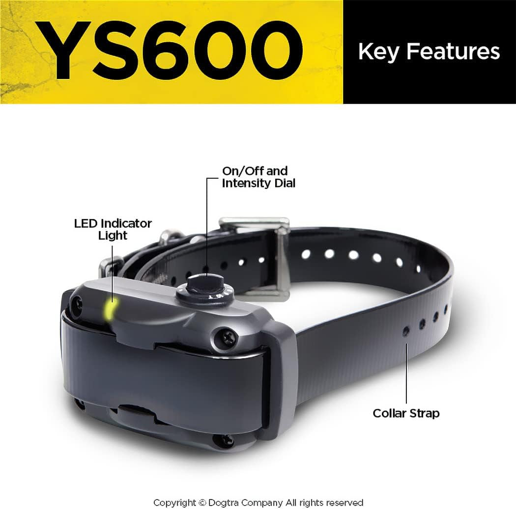 YS600 anti Bark Collar for Medium to Large Dogs, Adjustable 10 Intensity Levels, Vibration Warning, Low/High Stimulation, Waterproof, 2-Hour Quick Charge Rechargeable Battery, W/Petstek Clicker