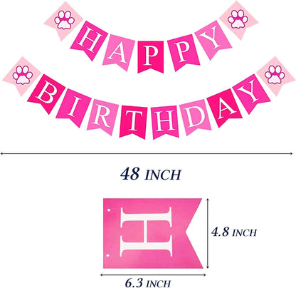 Dog Birthday Bandana, Dog Birthday Party Set, Dog Birthday Girl Bandana Triangle Scarf with Cute Dog Birthday Number Hat Bowtie Dog Birthday Banner for Dog Birthday Party Supplies (Pink)