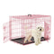 24 Inch Pets Dog Cage for Small Dogs, Folding Dog Crates and Kennels Double Door, Pet Cage with Tray Pan for Small Animals