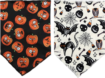 2 Pack Halloween Bandana for Dogs,Triangle Bibs Pet Scarf for Dogs
