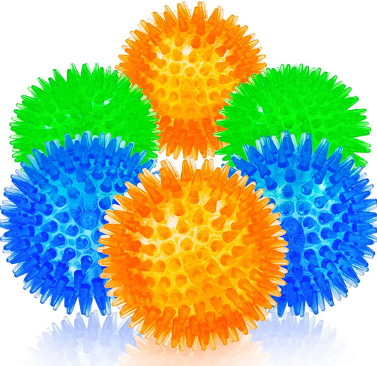 Squeaky Balls for Dogs Small, Fetch Balls for Dogs Rubber 6 Pack Bright Colors TPR Puppy Toys Dog Toy Balls Dog Squeaky Toys Spike Ball Dog Chew Toys for Small Dogs Pet Toys for Puppy Teething Toys