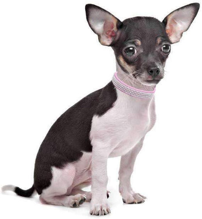 Cute Dazzling Sparkling Leather Dog Cat Rhinestone Collar Crystal Diamond Pet Dog Puppy Collar(Blue,M)