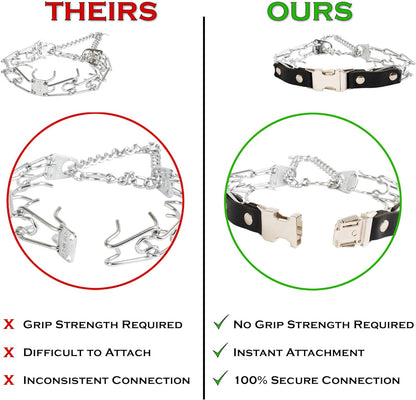 Prong Collar for Dogs Training – Quick Release Buckle & Swivel Ring for Easy Use – Made of Durable Steel Chrome Plated in Germany– 3.0Mm Prongs for Large Dogs with 20-26" Neck