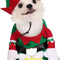 Dog Cat Christmas Elf Costume, Funny Pet Cosplay Dress with Cap, Puppy Fleece Outfits Warm Clothes for Xmas (M Size)