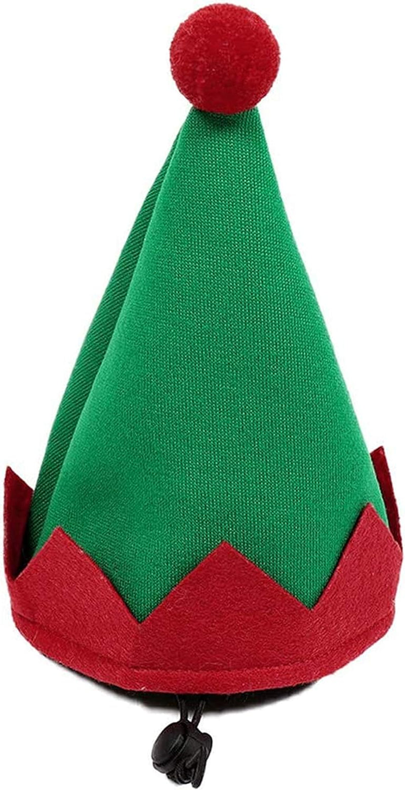 Dog Cat Christmas Elf Costume, Funny Pet Cosplay Dress with Cap, Puppy Fleece Outfits Warm Clothes for Xmas (M Size)