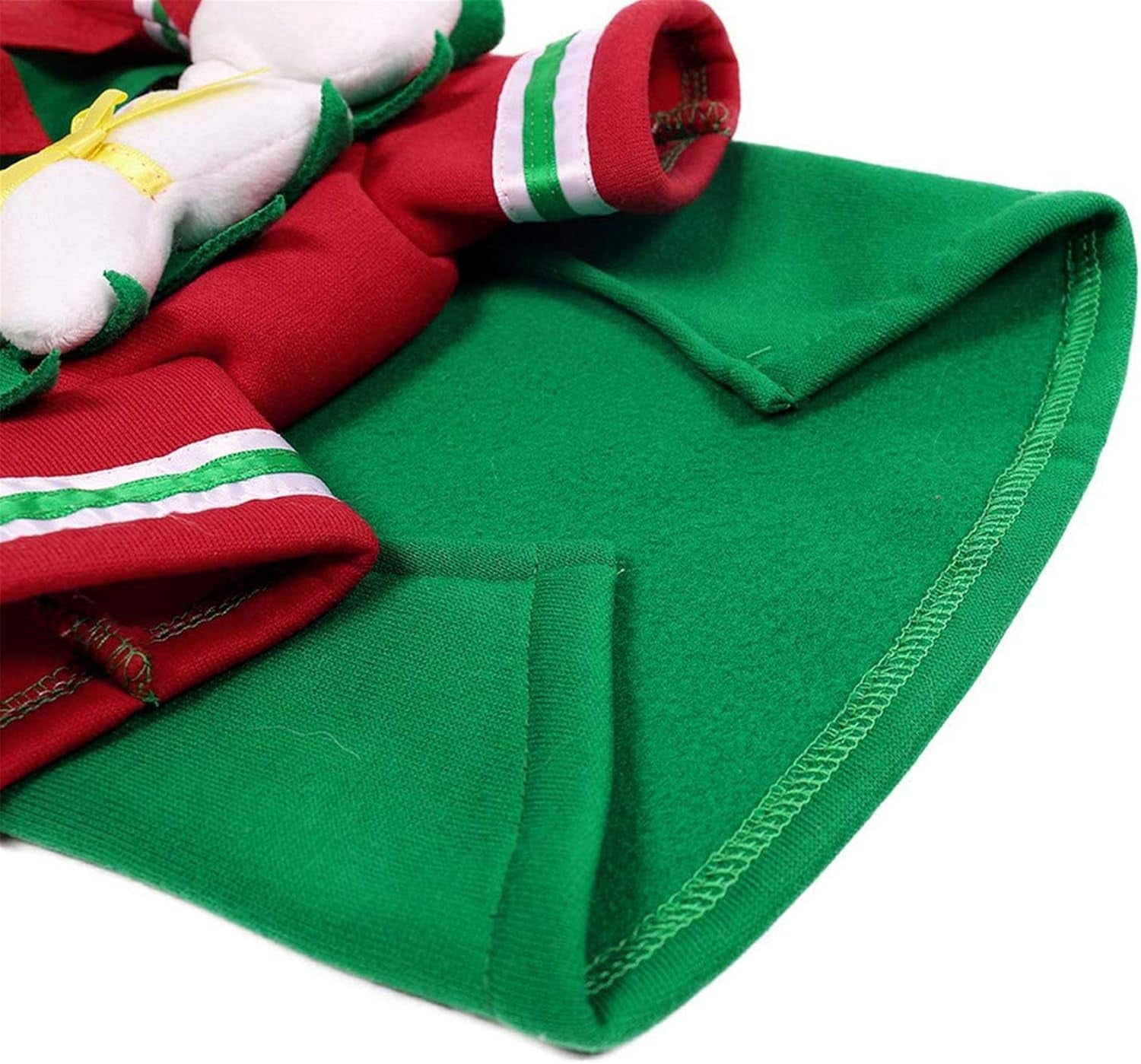 Dog Cat Christmas Elf Costume, Funny Pet Cosplay Dress with Cap, Puppy Fleece Outfits Warm Clothes for Xmas (M Size)