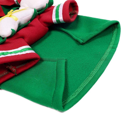 Dog Cat Christmas Elf Costume, Funny Pet Cosplay Dress with Cap, Puppy Fleece Outfits Warm Clothes for Xmas (M Size)