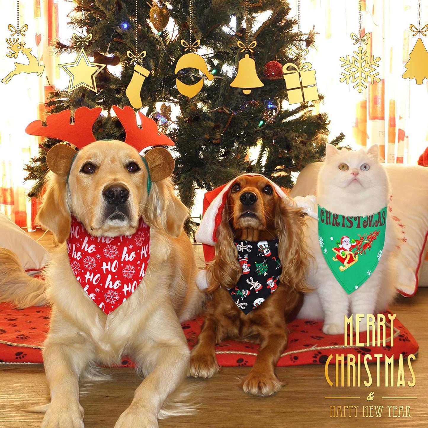 12 Pieces Christmas Dog Bandana Triangle Bandana Triangle Scarf Bibs Kerchief with Christmas Styles for Christmas Pet Costume Accessories Decoration (Santa, Candies, Elk)