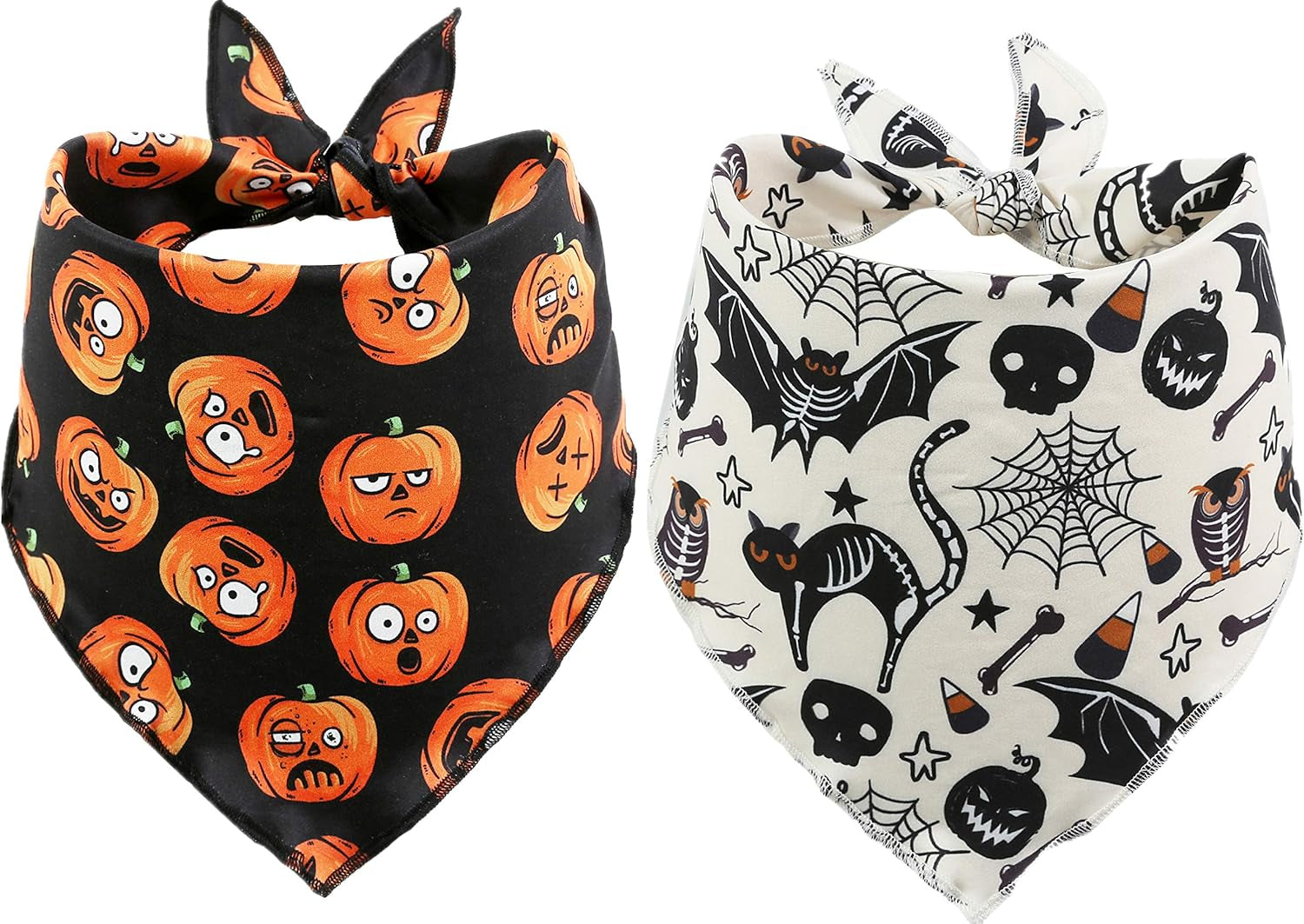 2 Pack Halloween Bandana for Dogs,Triangle Bibs Pet Scarf for Dogs