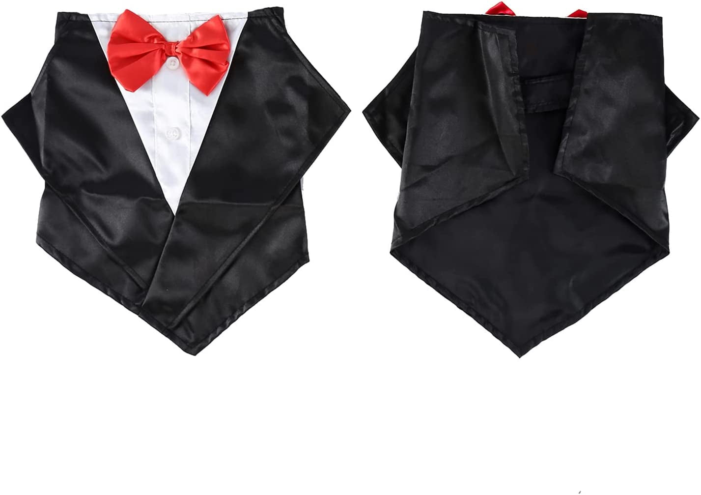 Wedding Tuxedo Large Dog Bandana Scarf Adjustable Cat Collar Neckerchief Pet Dress-Up Clothes Dog Costumes for Wedding Party or Halloween (Red)