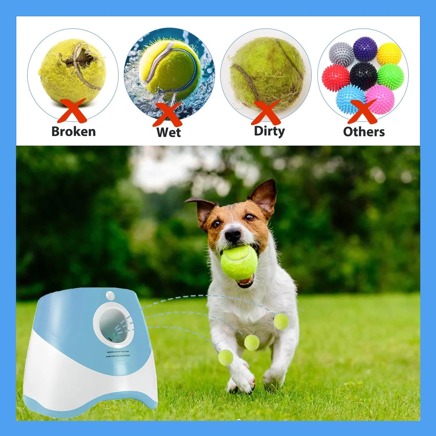 Automatic Dog Toy Ball Launchers for Dog, Tennis Ball Thrower 10-30 Ft Adjustable Distance Outdoor Indoor Use, Interactive Tennis Launcher Toy with 12 Balls for Small and Medium Dogs
