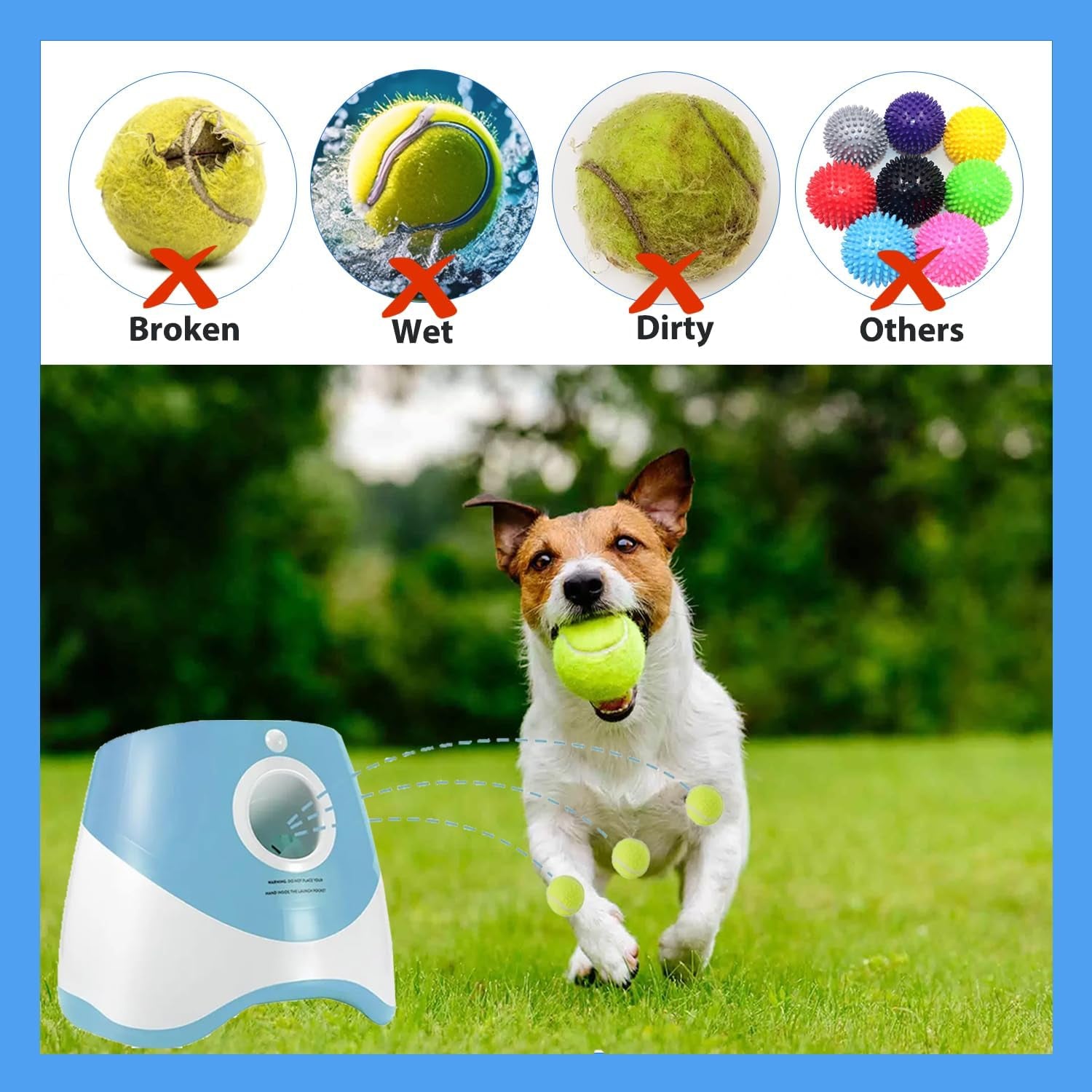 Automatic Dog Toy Ball Launchers for Dog, Tennis Ball Thrower 10-30 Ft Adjustable Distance Outdoor Indoor Use, Interactive Tennis Launcher Toy with 12 Balls for Small and Medium Dogs
