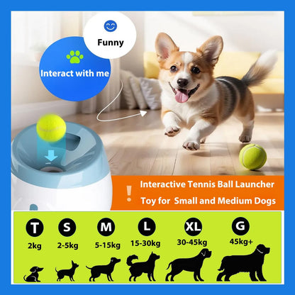 Automatic Dog Toy Ball Launchers for Dog, Tennis Ball Thrower 10-30 Ft Adjustable Distance Outdoor Indoor Use, Interactive Tennis Launcher Toy with 12 Balls for Small and Medium Dogs