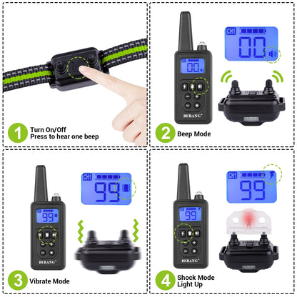 Dog Training Collars, Dog Shock Collar with Remote 880Yards, Beep Vibration Shock Modes , Waterproof, LED Light, Perfect for Training Small Medium Large Dogs