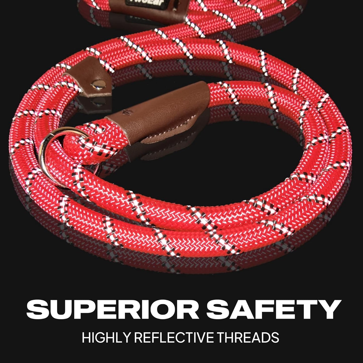 Dog Leash Dog Slip Rope Leash 1/2" X 6FT Dog Training Leash Heavy Duty Strong Slip Lead Highly Reflective Threads for Small Medium and Large Dogs(Red)