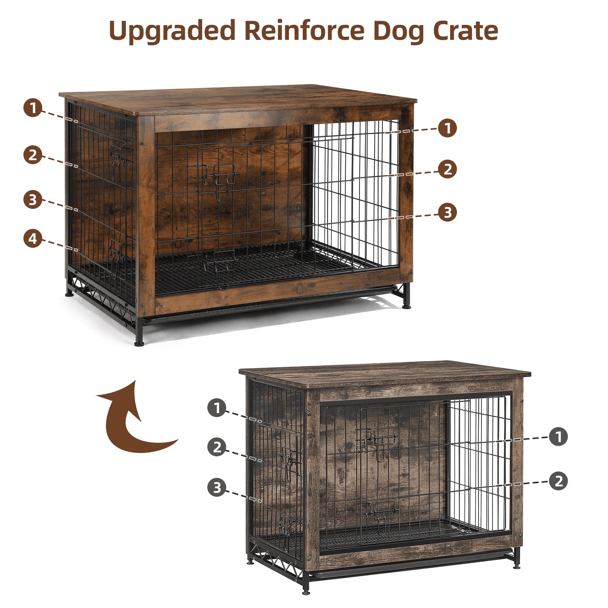 Dog Crate Furniture up to 70 Lbs for Large Dogs, Side End Table, Dog Kennel for Indoor