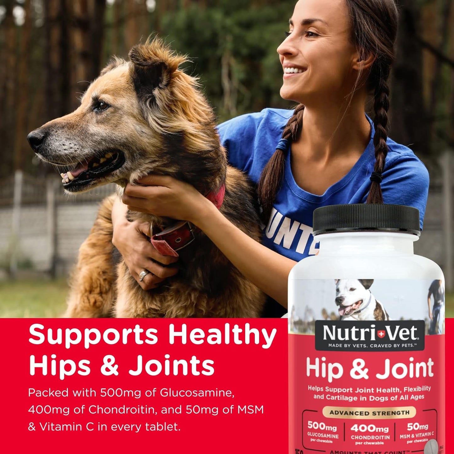 Advanced Strength Hip & Joint Chewable Dog Supplements- Formulated with Glucosamine & Chondroitin to Support Dog Cartilage & Mobility- 150 Tablets