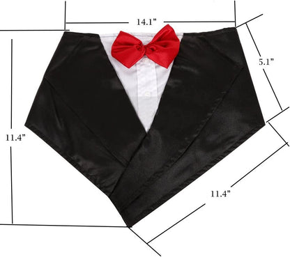 Wedding Tuxedo Large Dog Bandana Scarf Adjustable Cat Collar Neckerchief Pet Dress-Up Clothes Dog Costumes for Wedding Party or Halloween (Red)