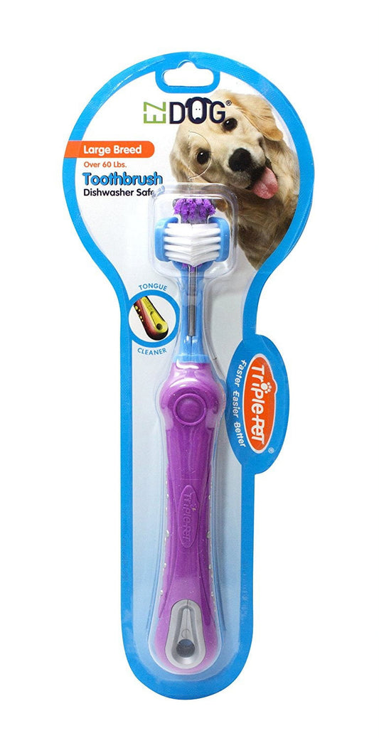 EZ Dog Three Sided Dog Toothbrush Dental Care, Large Breeds